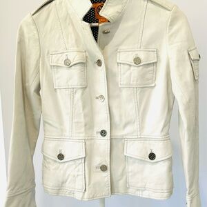 TORY BURCH/ WHITE LEATHER JACKET